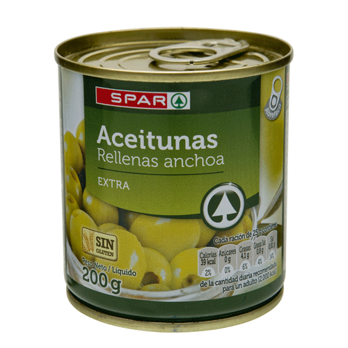 Aceitunas Rellenas de Anchoa 350g - Sem glúten - Dani