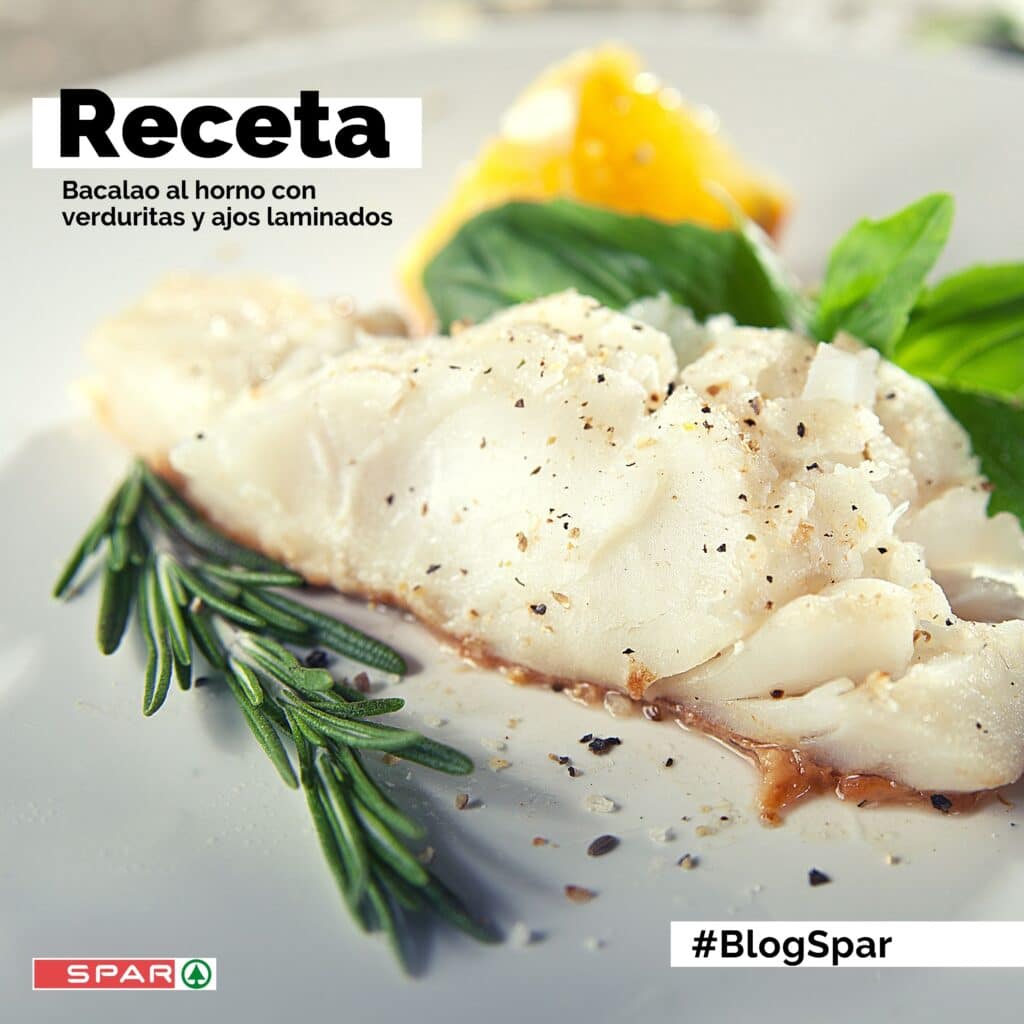 Receta Bacalao Al Horno Con Verduritas Y Ajos Laminados Spar