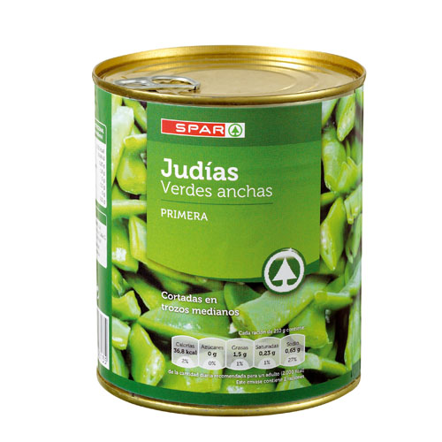 JUDIA VERDE ANCHA TROCEADA SPAR 780 GRS. P.N.