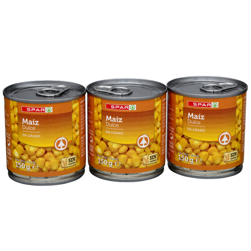MAÍZ DULCE EN GRANO SPAR 150 GRS. PACK-3 F.A.