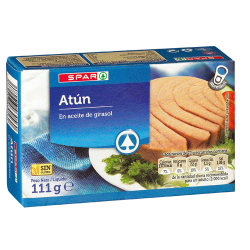 AT&Uacute;N LISTADO EN ACEITE DE GIRASOL SPAR 111 GRS. P.N.