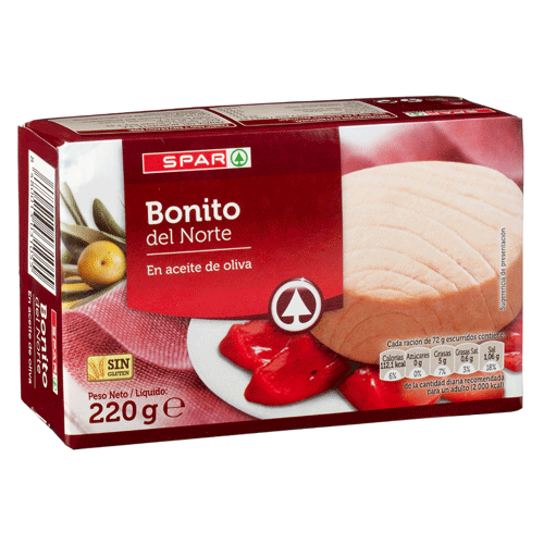 BONITO DEL NORTE EN ACEITE DE OLIVA SPAR 220 GRS. P.N.
