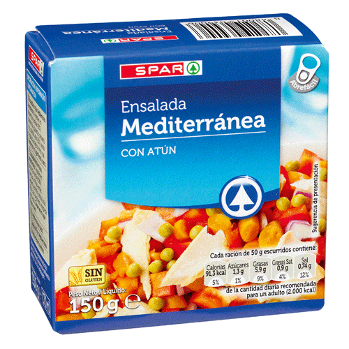 ENSALADA MEDITERRÁNEA CON ATÚN SPAR 150 GRS. P.N.