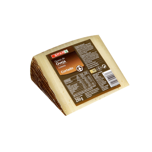 QUESO CURADO DE OVEJA YA CORTADO SPAR CUÑA 250 GRS.