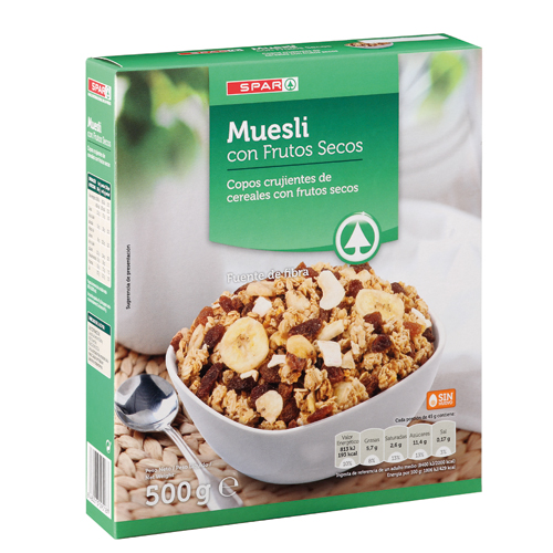 MUESLI CRUJIENTE CON FRUTOS SECOS SPAR 500 GRS.