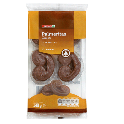 PALMERITAS BAÑADAS AL CACAO SPAR 10 UND. 165 GRS.