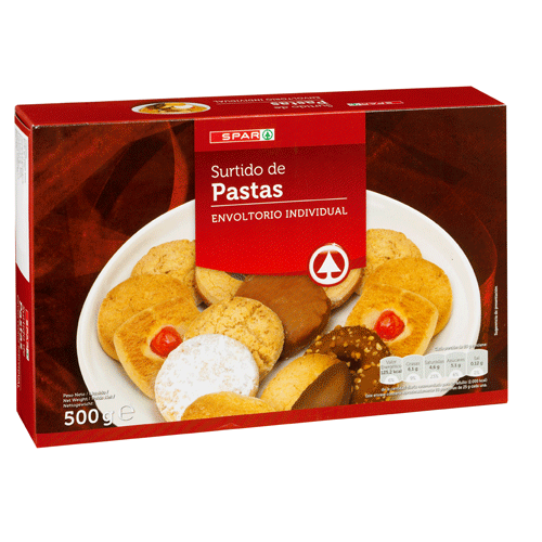 SURTIDO DE PASTAS SPAR ENVOLTORIO INDIVIDUAL 500 GRS.