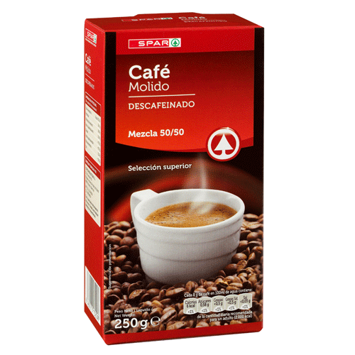 CAFÉ MOLIDO DESCAFEINADO SPAR 250 GRS.