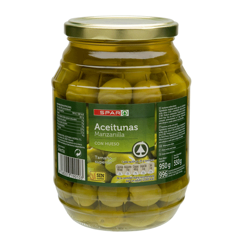 ACEITUNAS MANZANILLA CON HUESO 180/200 SPAR