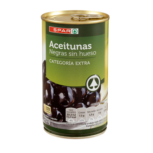 ACETIUNAS CACERE&Ntilde;A NEGRA SIN HUESO SPAR