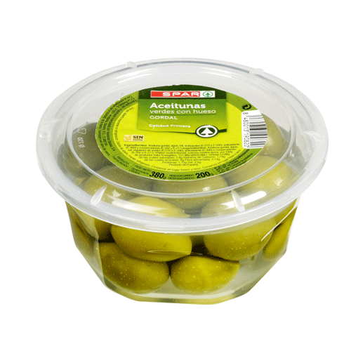 ACEITUNA GORDAL CON HUESO SPAR TARRINA 380 G