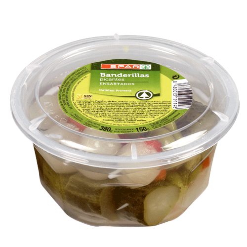 BANDERILLAS PICANTES SPAR TARRINA 380 GRS.