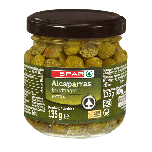ALCAPARRAS EN VINAGRE SPAR 135 GRS. P.N.