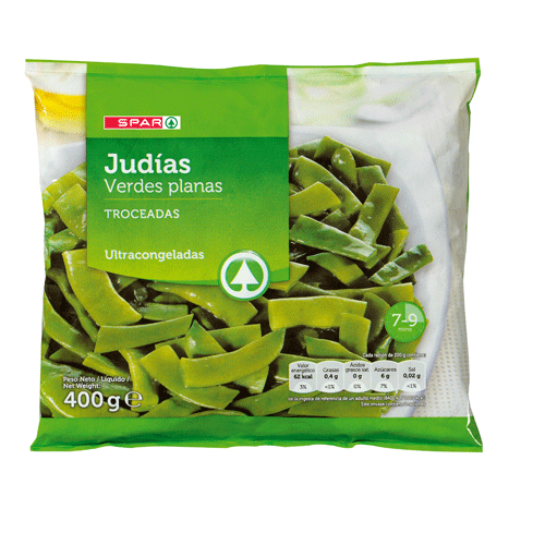 JUDÍAS VERDES PLANAS TROCEADAS SPAR 400 GRS.