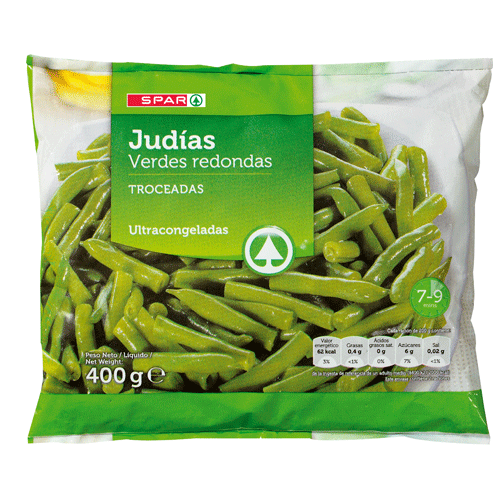 JUDÍAS VERDES REDONDAS TROCEADAS SPAR 400 GRS.