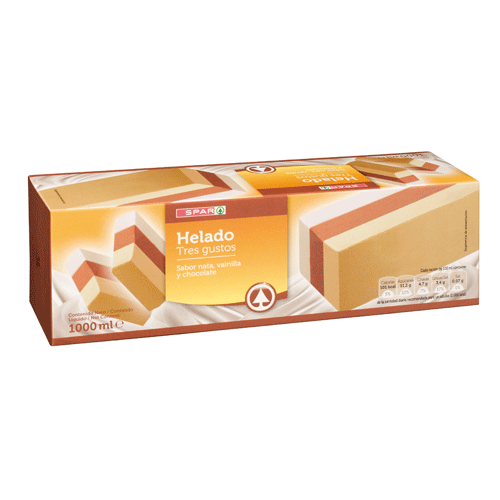 BARRA DE HELADO 3 GUSTOS SPAR 1 L.