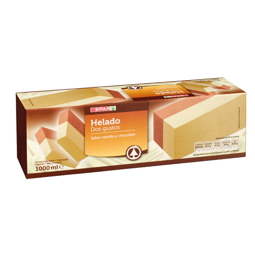 BARRA DE HELADO VAINILLA Y CHOCOLATE SPAR 1 L.