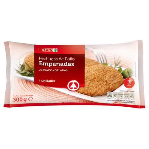 PECHUGAS DE POLLO EMPANADAS SPAR 4 UND. 300 GRS.