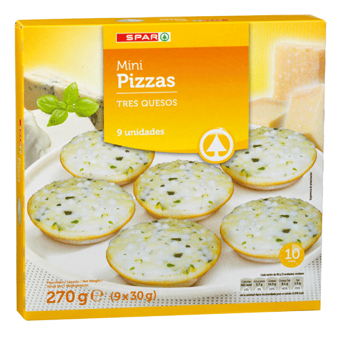 MINI PIZZAS 3 QUESOS SPAR 9 UND. 270 GRS.