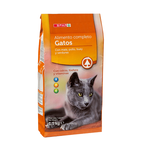 ALIMENTO GATOS CARNE SPAR 1,5 KG.
