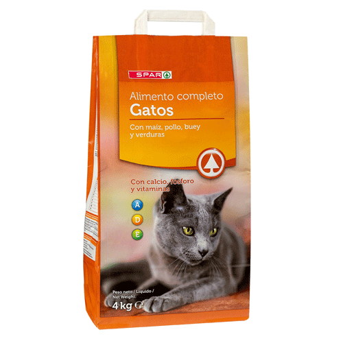 ALIMENTO GATOS CARNE SPAR 4 KG.