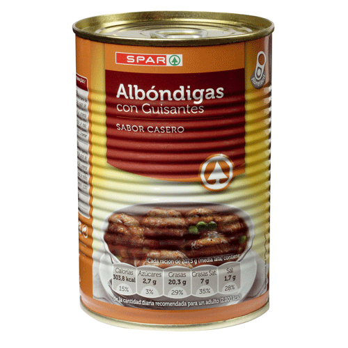 ALBÓNDIGAS CON GUISANTES SPAR 415 GRS. F.A.