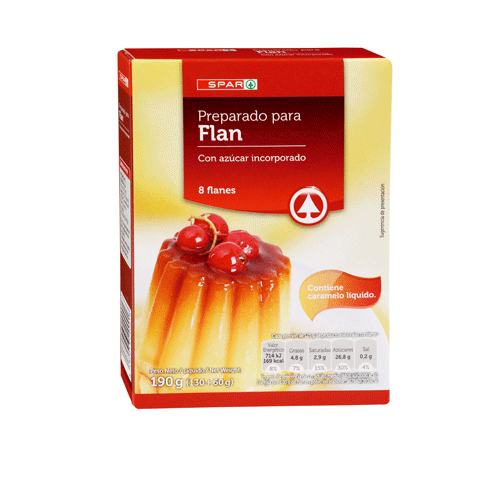 PREPARADO PARA FLAN CON AZÚCAR Y CARAMELO LÍQUIDO SPAR 190 GRS.