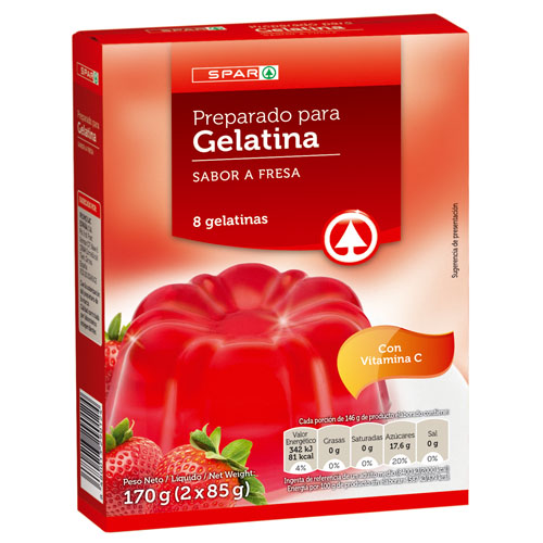 PREPARADO PARA GELATINA DE FRESA SPAR 170 GRS.