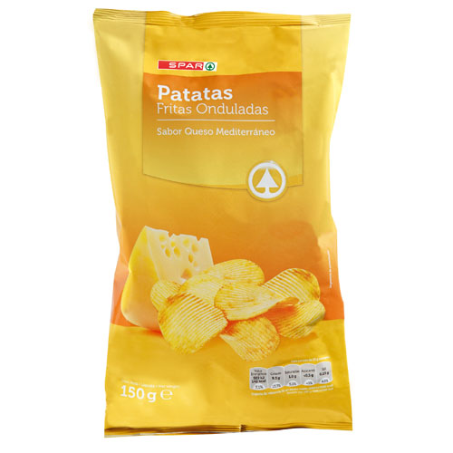 PATATAS FRITAS ONDULADAS SABOR QUESO SPAR 150 GRS.