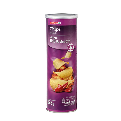 PATATAS TUBO HOT & SPICY SPAR 160 GRS.