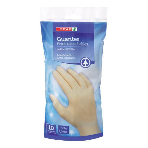 GUANTES DESECHABLES FINOS LATEX SPAR 10 UND.