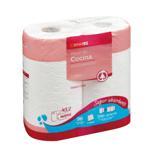 PAPEL DE COCINA SPAR MAXI COMPACTO DOBLE CAPA PACK-2