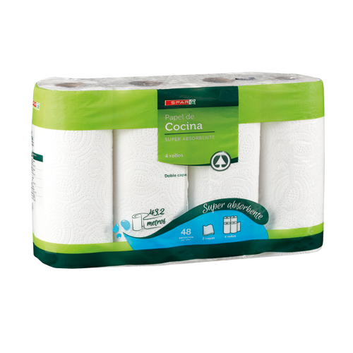 PAPEL DE COCINA SPAR SÚPER ABSORBENTE PACK-4
