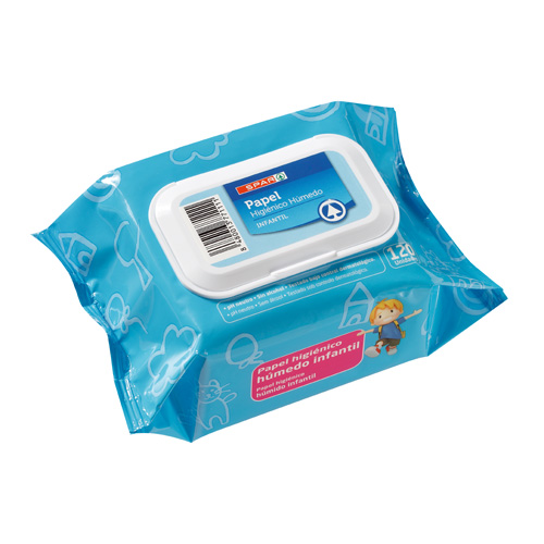 PAPEL HIGIÉNICO HÚMEDO INFANTIL SPAR CON TAPA 120 UND.
