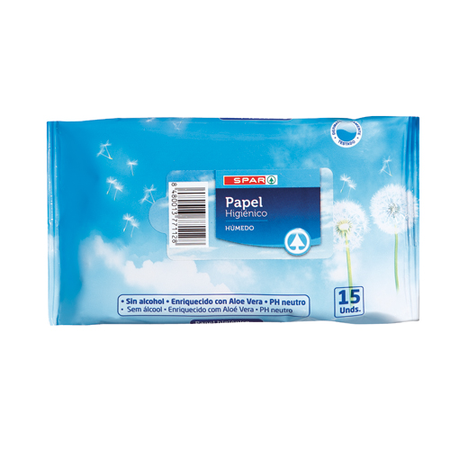 PAPEL HIGIÉNICO HÚMEDO SPAR 15 UND.