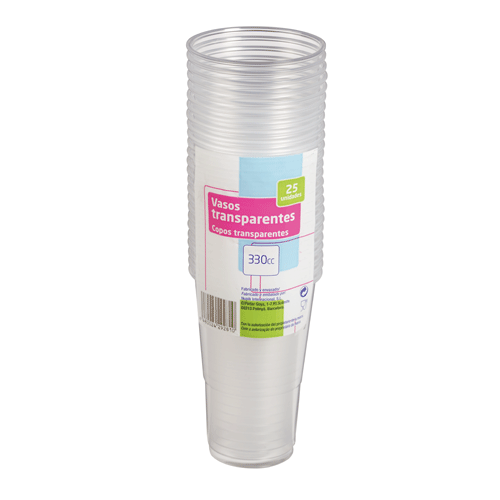 VASOS TRANSPARENTES 330 C.C. 25 UND.