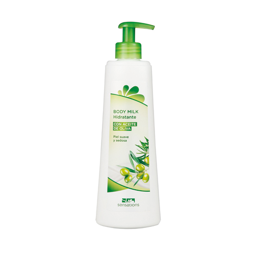 BODY MILK HIDRATANTE ACEITE DE OLIVA C/ DOSIFICADOR SENSATIONS 400 ML.