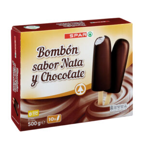 BOMBÓN HELADO NATA Y CHOCOLATE SPAR 10 UND. 50 GRS.