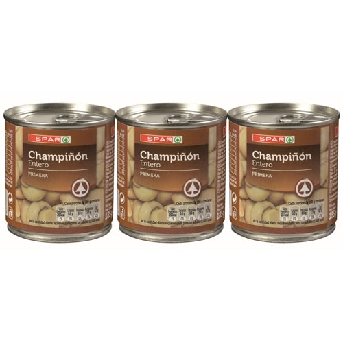 CHAMPIÑÓN ENTERO SPAR 1/4 F.A. 185 GRS. PACK-3