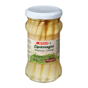 ESPÁRRAGOS BLANCOS CORTOS DELGADOS EXTRA SPAR FRASCO 212 ML.