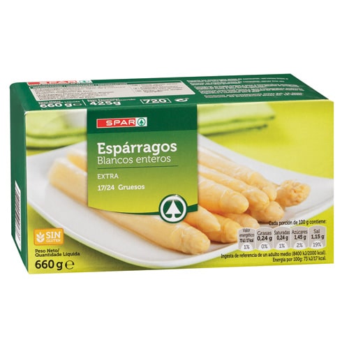 ESPÁRRAGOS BLANCOS EXTRA SPAR 17/24 LATA 660 GRS.