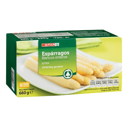 ESPÁRRAGOS BLANCOS EXTRA 13/16 SPAR LATA 660 GRS.