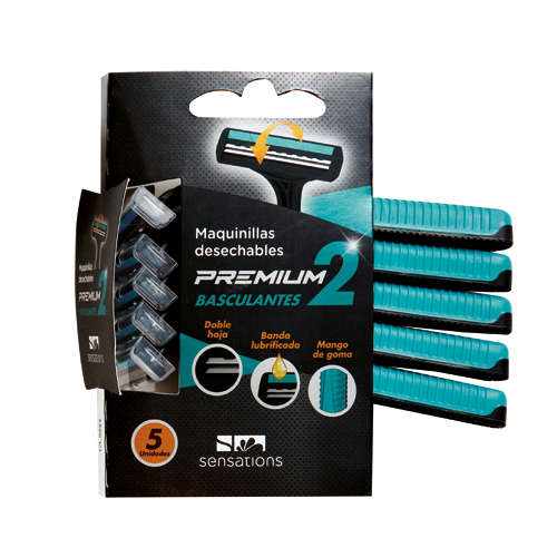 MAQUINILLAS AFEITAR 2 HOJAS PREMIUM-2 BASCULANTES 5 UND.