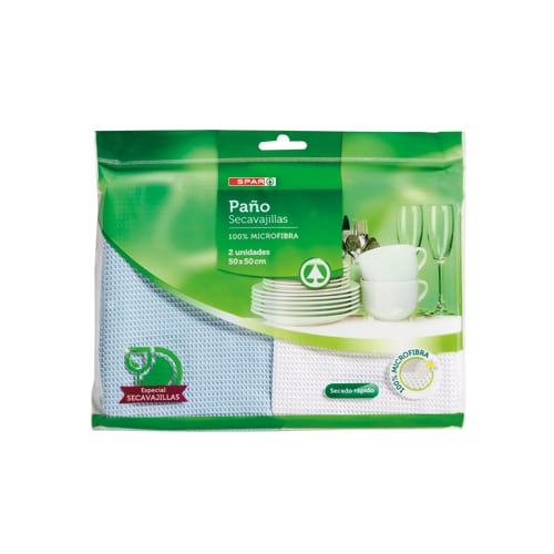PAÑO SECAVAJILLAS MICROFIBRA SPAR 50X50 CM. PACK-2