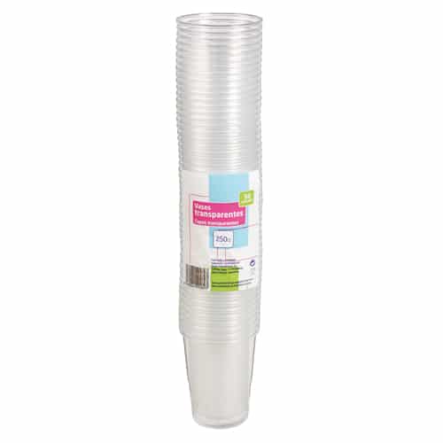 VASOS CERVEZA TRANSPARENTES 250 C.C. 50 UND.
