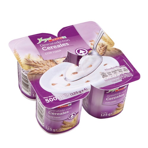 YOGUR DESNATADO CON CEREALES YUGUI SPAR 125 GRS PACK-4