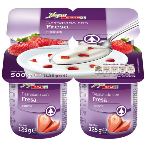 YOGUR DESNATADO CON FRESAS YUGUI SPAR 125 GRS PACK-4