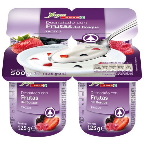 YOGUR DESNATADO CON FRUTAS DEL BOSQUE YUGUI SPAR 125 GRS PACK-4