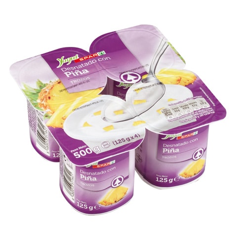 YOGUR DESNATADO CON PIÑA YUGUI SPAR 125 GRS PACK-4