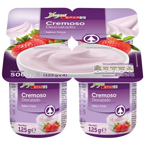YOGUR DESNATADO CREMOSO FRESA YUGUI SPAR 125 GRS PACK-4
